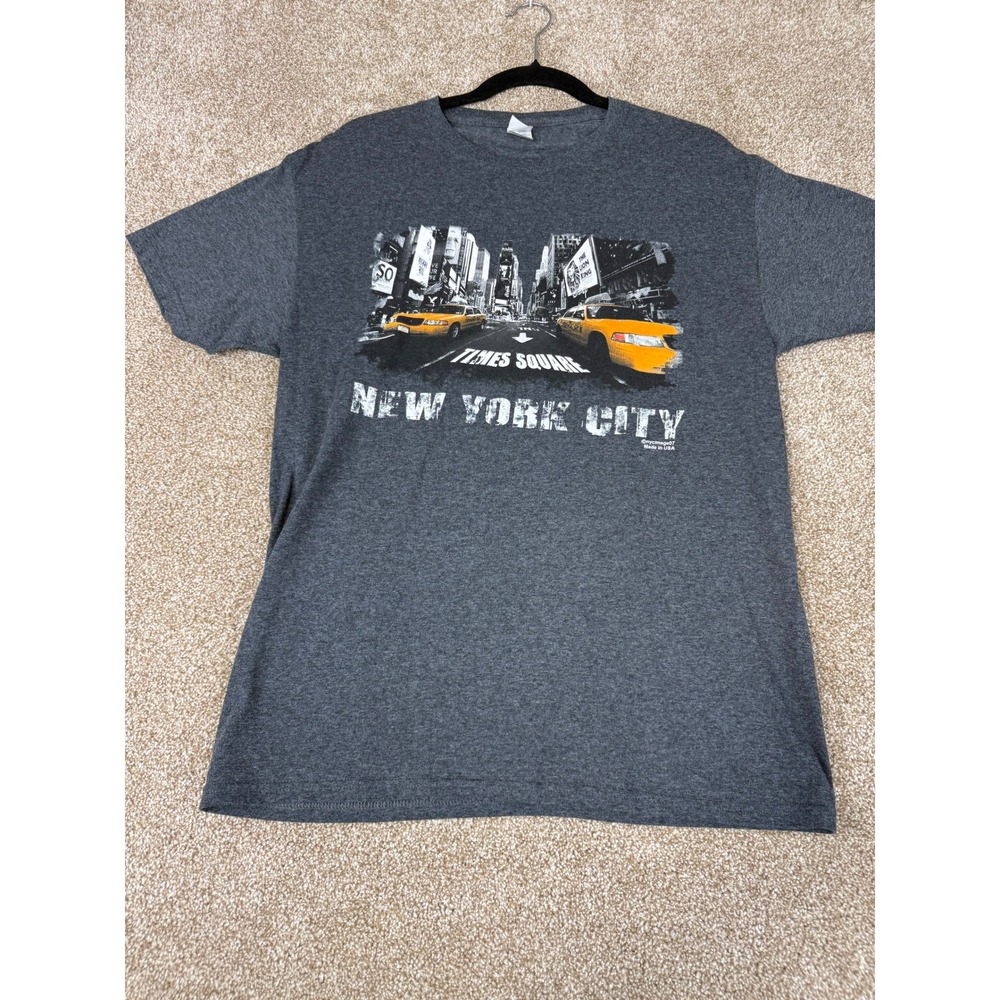 Mens‎ NYC Times Square Graphic T-Shirt Charcoal Gray Medium Big Apple Tourist M